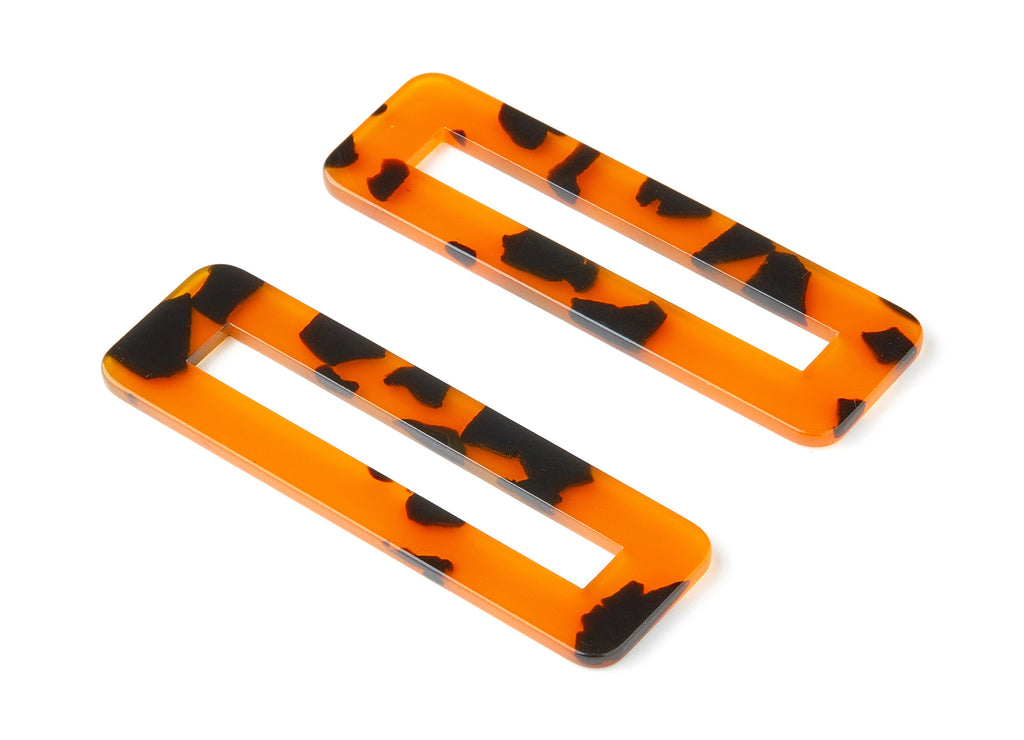Acetate Hair Clip Charms - Tortoise Shell Hair Clip - Rectangle Hair Barrette - Color Code:A252 - 67.8x21.7x2.5mm - AC1547-A252 - DOMEDBAZAAR