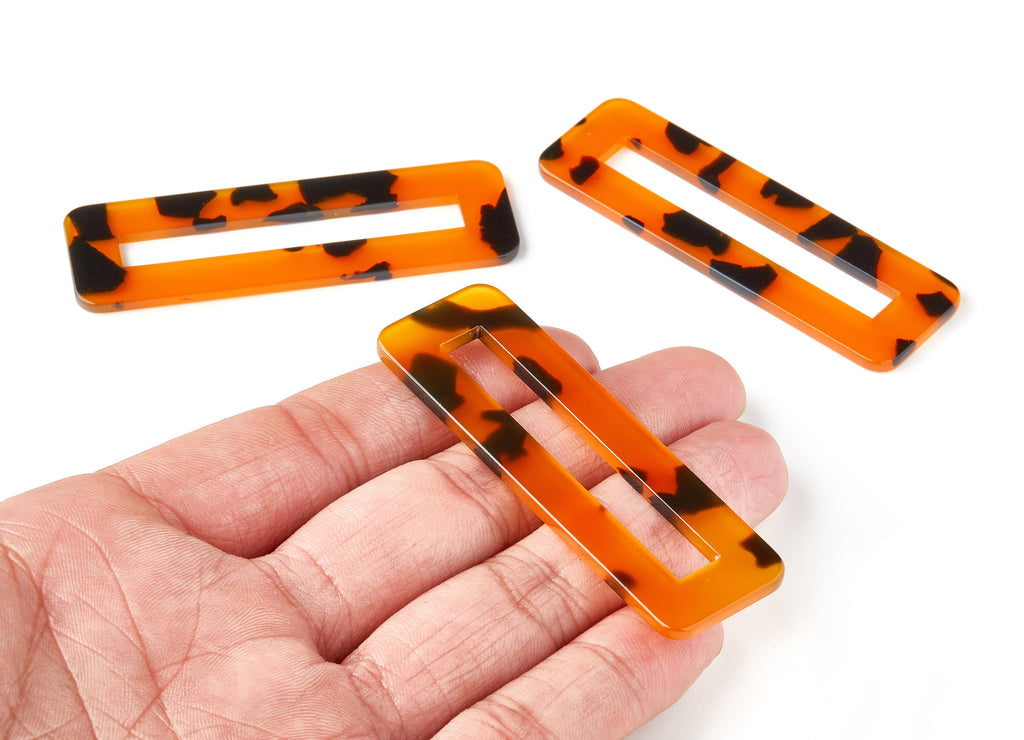 Acetate Hair Clip Charms - Tortoise Shell Hair Clip - Rectangle Hair Barrette - Color Code:A252 - 67.8x21.7x2.5mm - AC1547-A252 - DOMEDBAZAAR