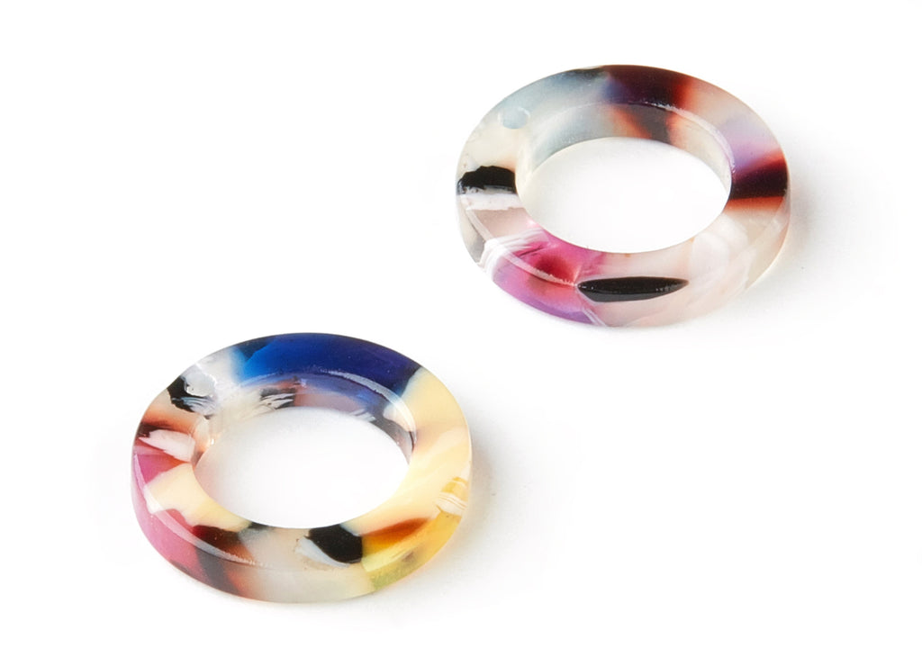 Acetate Hoop Earring Charms - Acetate Circle Pendant - Earring Findings - Jewelry Supplies - Color Code:A11 - 15x15x2.7mm - AC1152-A11 - DOMEDBAZAAR