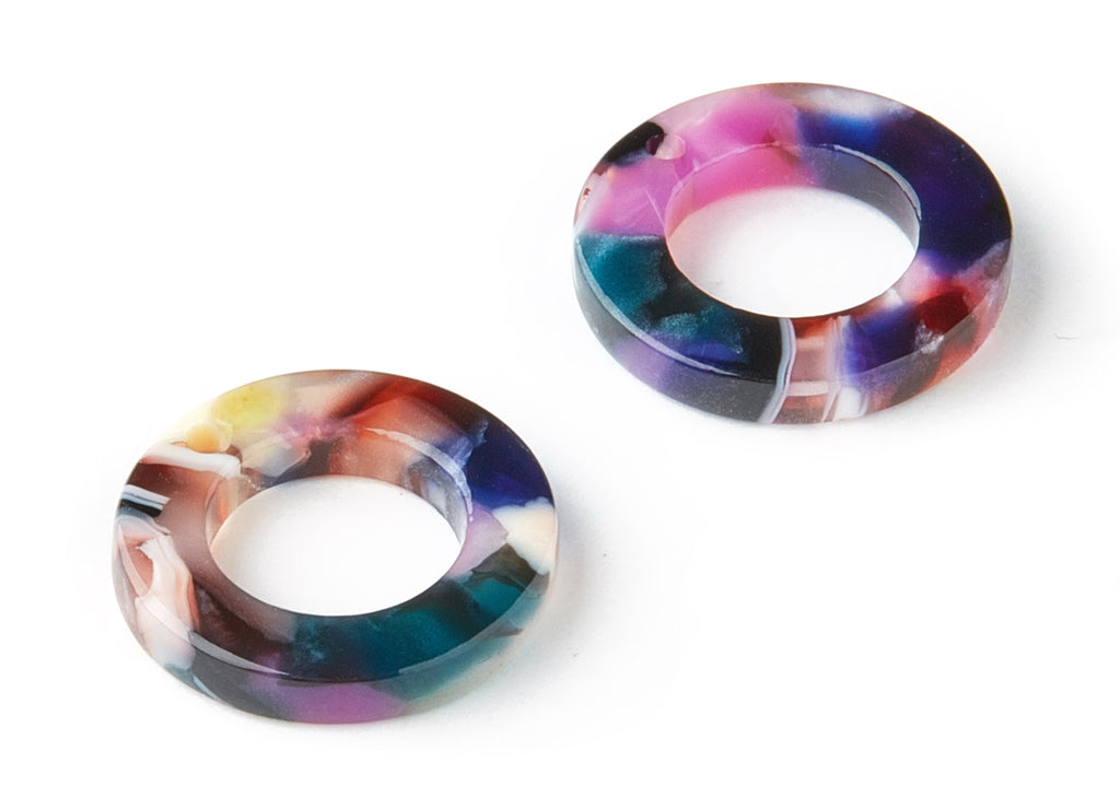 Acetate Hoop Earring Charms - Circle Shaped Pendant - Earring Findings - Jewelry Supplies - Color Code:A11 - 15.9x15.9x2.66mm - AC1117-A11 - DOMEDBAZAAR