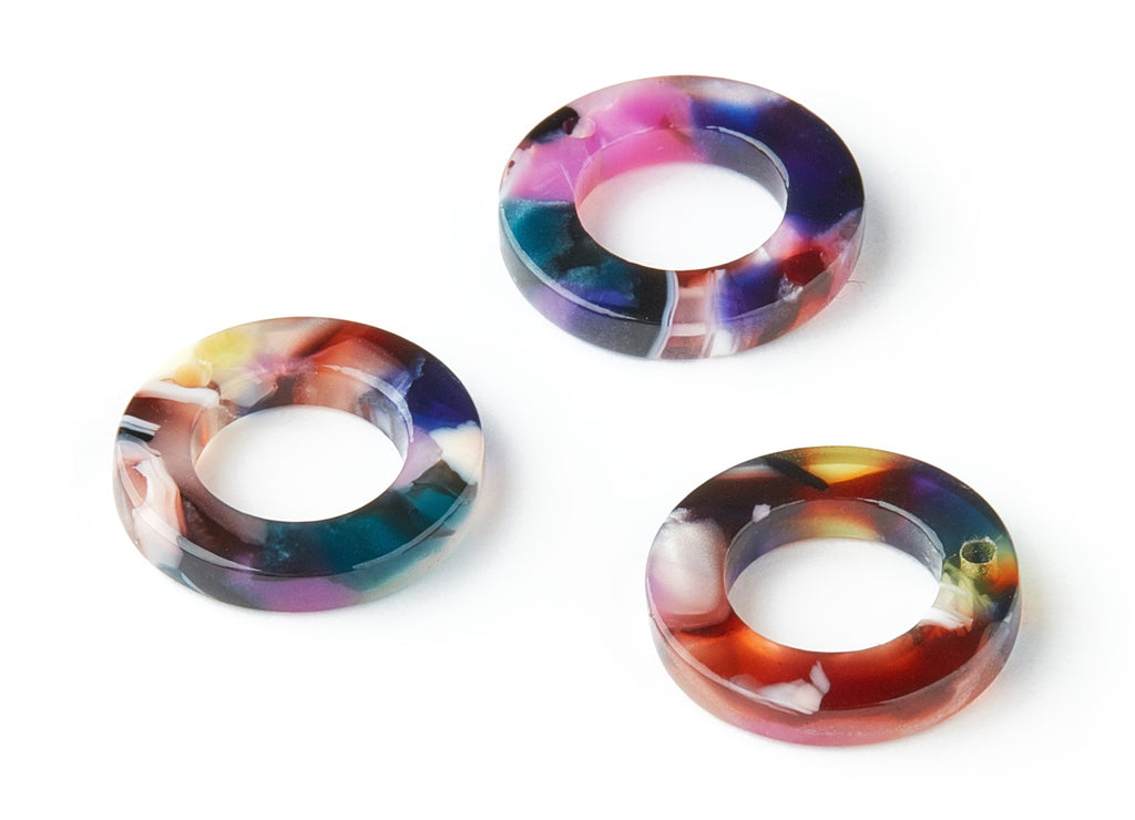 Acetate Hoop Earring Charms - Circle Shaped Pendant - Earring Findings - Jewelry Supplies - Color Code:A11 - 15.9x15.9x2.66mm - AC1117-A11 - DOMEDBAZAAR