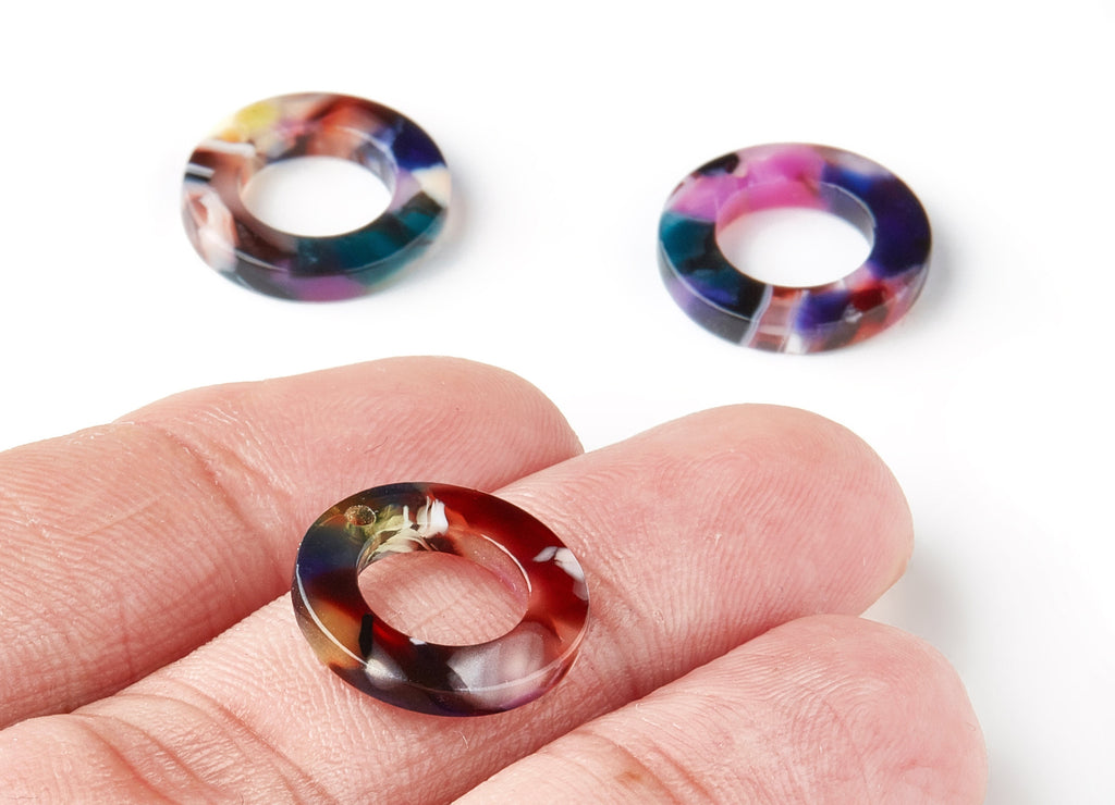 Acetate Hoop Earring Charms - Circle Shaped Pendant - Earring Findings - Jewelry Supplies - Color Code:A11 - 15.9x15.9x2.66mm - AC1117-A11 - DOMEDBAZAAR