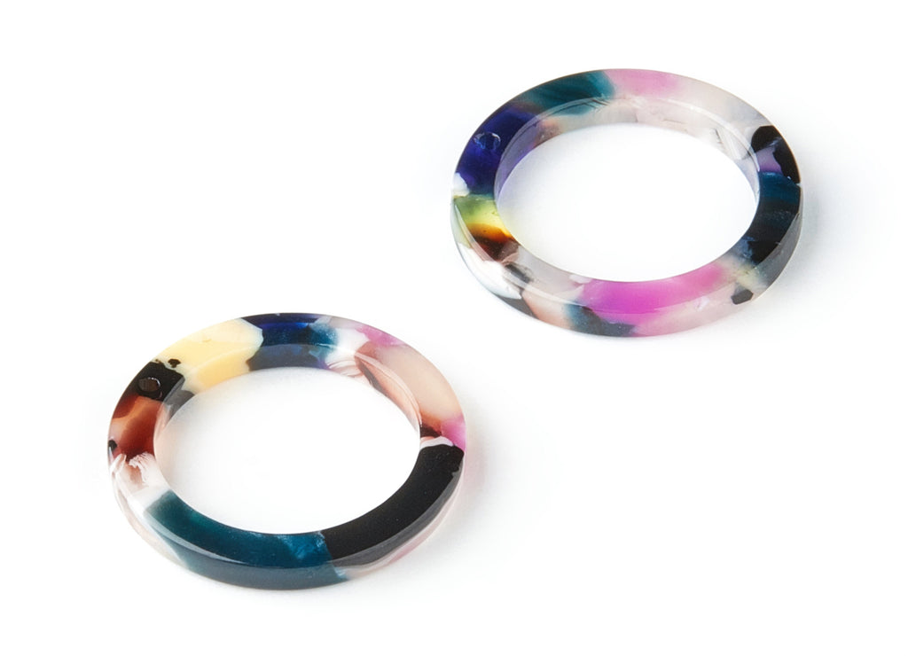 Acetate Hoop Earring Charm - Circle Shaped Pendant - Earring Findings - Jewelry Supplies - Color Code:A11 - 21.18x21.18x2.75mm - AC1153-A11 - DOMEDBAZAAR