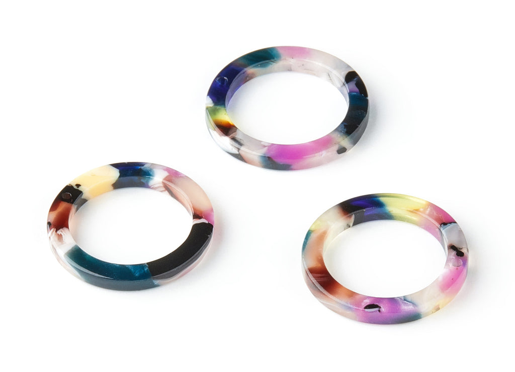 Acetate Hoop Earring Charm - Circle Shaped Pendant - Earring Findings - Jewelry Supplies - Color Code:A11 - 21.18x21.18x2.75mm - AC1153-A11 - DOMEDBAZAAR