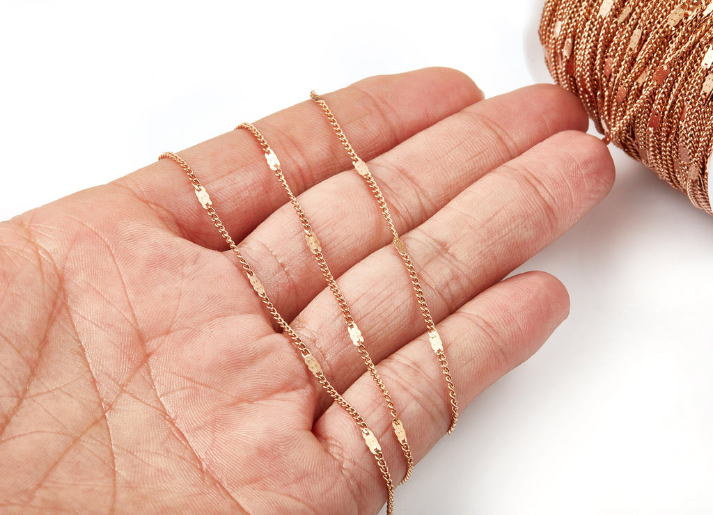Hammered Satellite Curb Chain - Raw Brass Chain - Soldered - 0.06&quot; x 0.03&quot; x 0.09&quot; - for Necklace Bracelet Jewellery Making - CC1102 - DOMEDBAZAAR