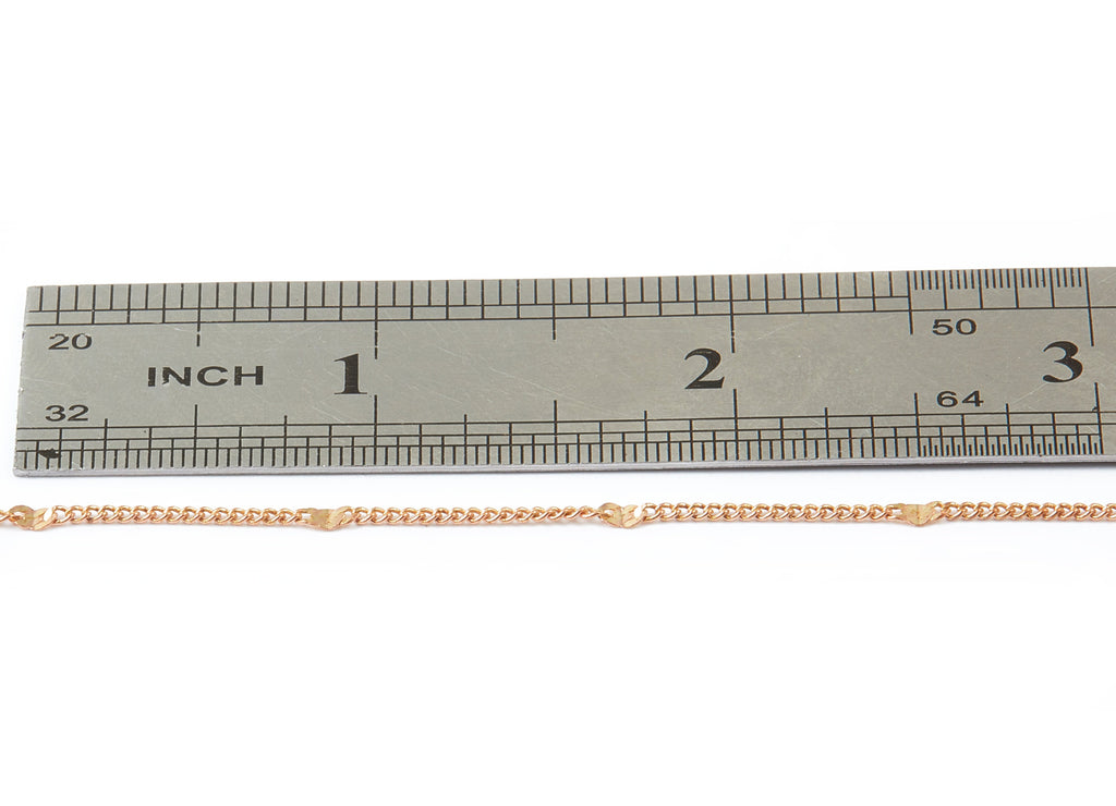 Hammered Satellite Curb Chain - Red Raw Brass Chain - Soldered - 0.05&quot; x 0.03&quot; x 0.08&quot; - for Necklace Bracelet Jewellery Making - CC1103 - DOMEDBAZAAR