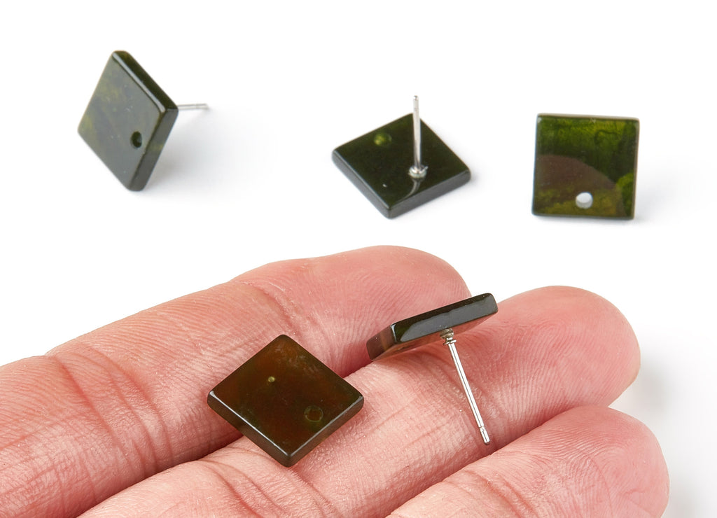 Acetate Square Earring Stud - Acetate Square Earring Post  - Earring Post - Jewelry Supplies - Color Code:A136 - 11.7x11.7x2.6mm- AC1140K - DOMEDBAZAAR