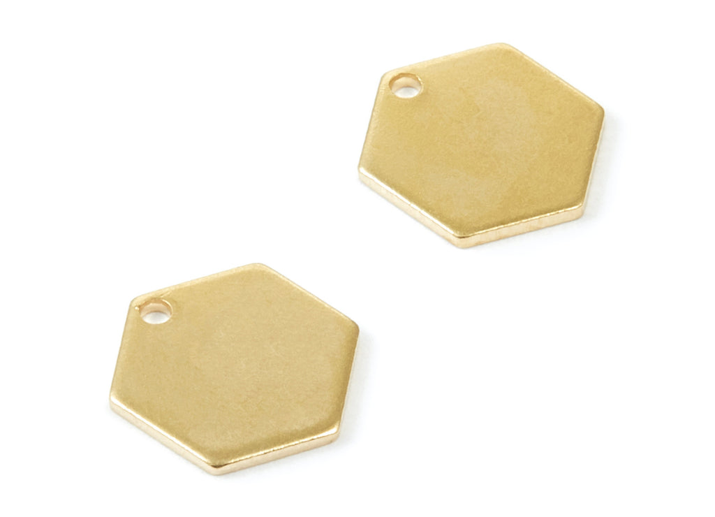 Personalized stamping blank - Brass Hexagon Charms - Hexagon Raw Brass pendant With 1 Hole - Earring Findings  - 12,98x11,14x1,05mm - PP2003 - DOMEDBAZAAR
