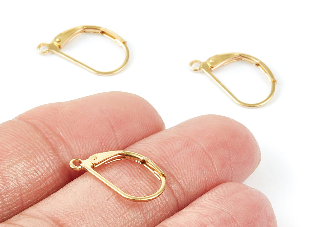 Brass Leverback Earring Clasp - Raw Brass Plain Leverback - Earring Findings - Jewelry Supplies - 17,16x10,2x2,05mm - PP1549 - DOMEDBAZAAR