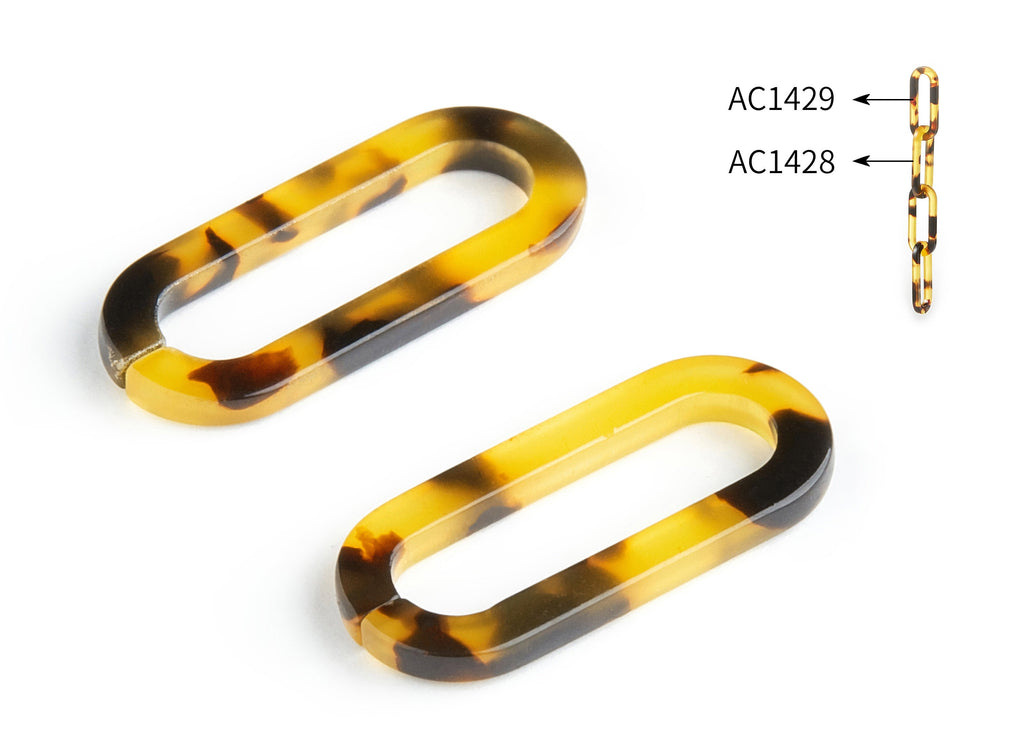 Acetate Acrylic Charms - Tortoise Shell Earrings - Laser Cut Open Oval Shaped Earrings - Color Code: A02 - 27.6x11.8x2.44mm - AC1428 - DOMEDBAZAAR