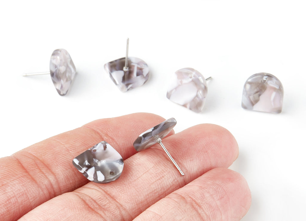 Acetate D Earring Post - D Earring Stud - Earring Post - Jewelry Supplies - Color Code: A157 - 11.7x11.5x2.5mm - AC1560-A157 - DOMEDBAZAAR