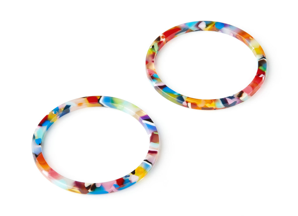 Acetate Hoop Earring Charms - Circle Shaped Pendant - Earring Findings - Jewelry Supplies - Color Code: A21 - 44.3x44.3x2.7mm - AC1126-A21 - DOMEDBAZAAR