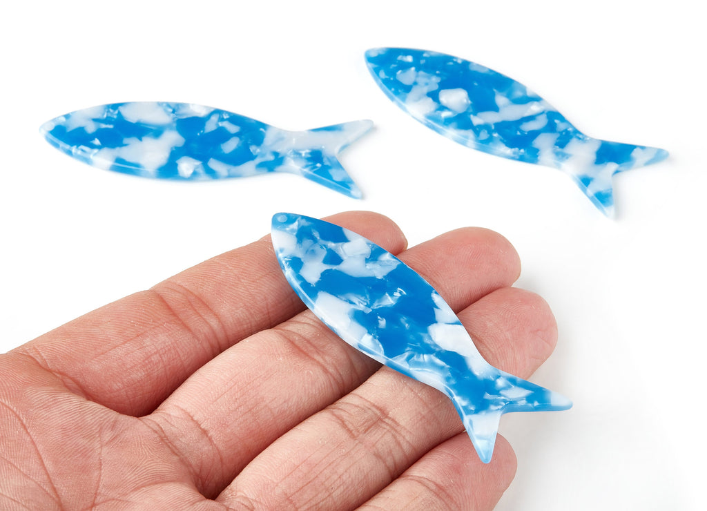 Acetate Fish Earring Charms - Fish Shaped Pendant - Earring Findings - Jewelry Supplies - Color Code: A245 - 64x21x2.3mm - AC1545-A245 - DOMEDBAZAAR