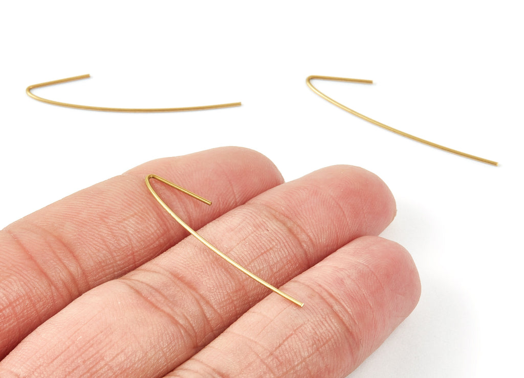 Brass Earring Wire - Raw Brass Ear  Hooks - Earring Findings - Jewelry Supplies - 36.8x7.87x0.67mm - PP1497 - DOMEDBAZAAR