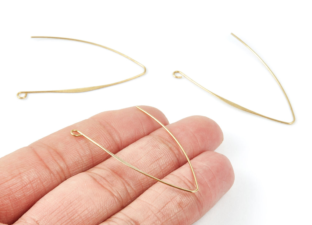 Brass Stud Earring Wire - Raw Brass Ear  Hooks - Earring Findings - Jewelry Supplies - 45.6x18.6x0.7mm - PP1512 - DOMEDBAZAAR