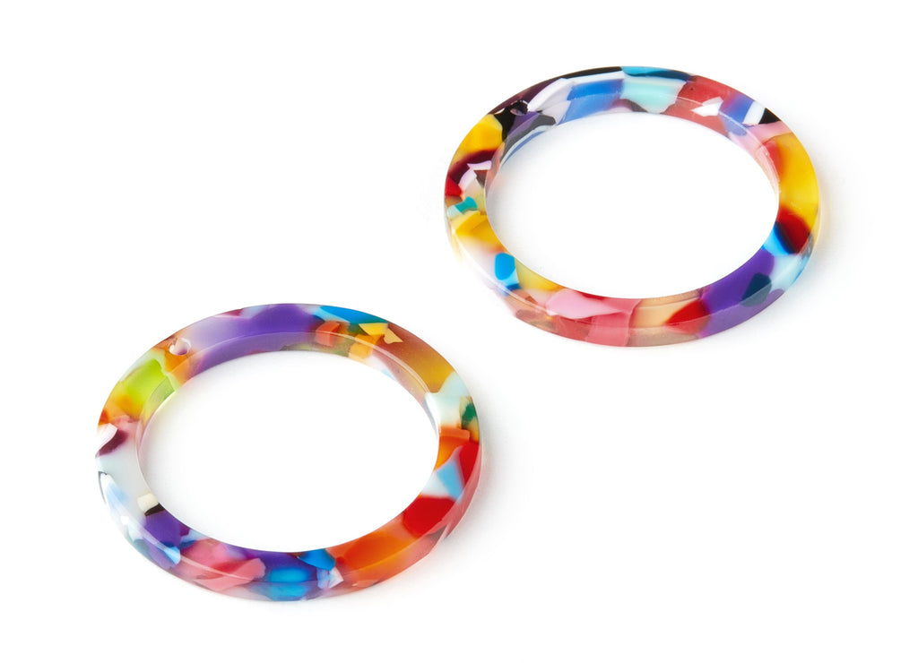 Acetate Hoop Earring Charms - Circle Shaped Pendant - Earring Findings - Jewelry Supplies - Color Code: A21 - 29.8x29.8x2.52mm - AC1119-A21 - DOMEDBAZAAR