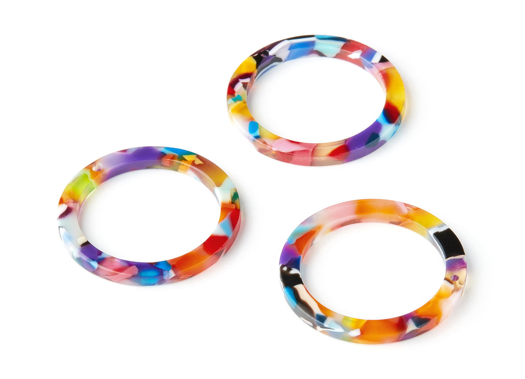 Acetate Hoop Earring Charms - Circle Shaped Pendant - Earring Findings - Jewelry Supplies - Color Code: A21 - 29.8x29.8x2.52mm - AC1119-A21 - DOMEDBAZAAR