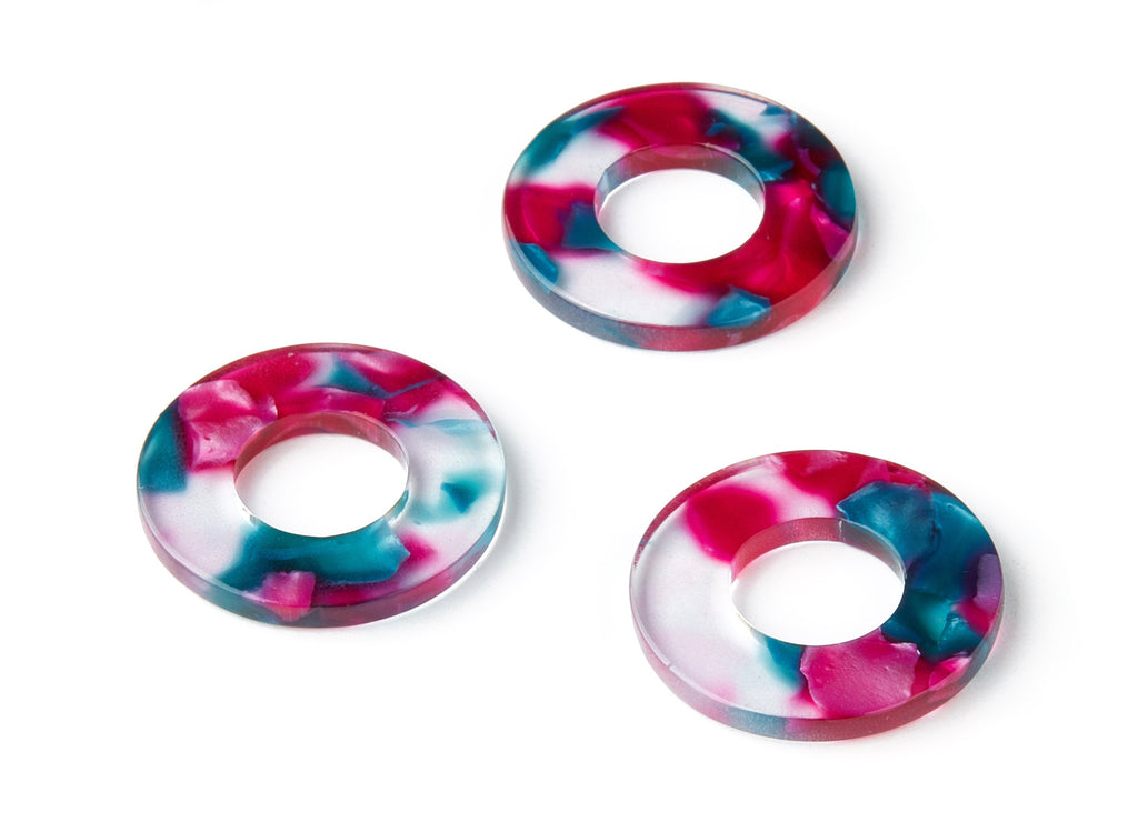 Acetate Hoop Earring Charms - Circle Pendant - Earring Findings - Jewelry Supplies - Color Code: A259 - 23.6x23.6x2.6mm - AC1552-A259 - DOMEDBAZAAR