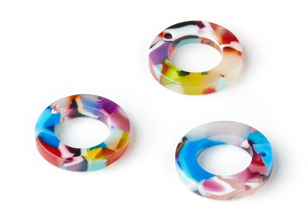 Acetate Hoop Earring Charms - Circle Pendant - 1 Hole - Earring Findings - Jewelry Supplies - Color Code:A21 - 15.9x15.9x2.66mm - AC1117-A21 - DOMEDBAZAAR