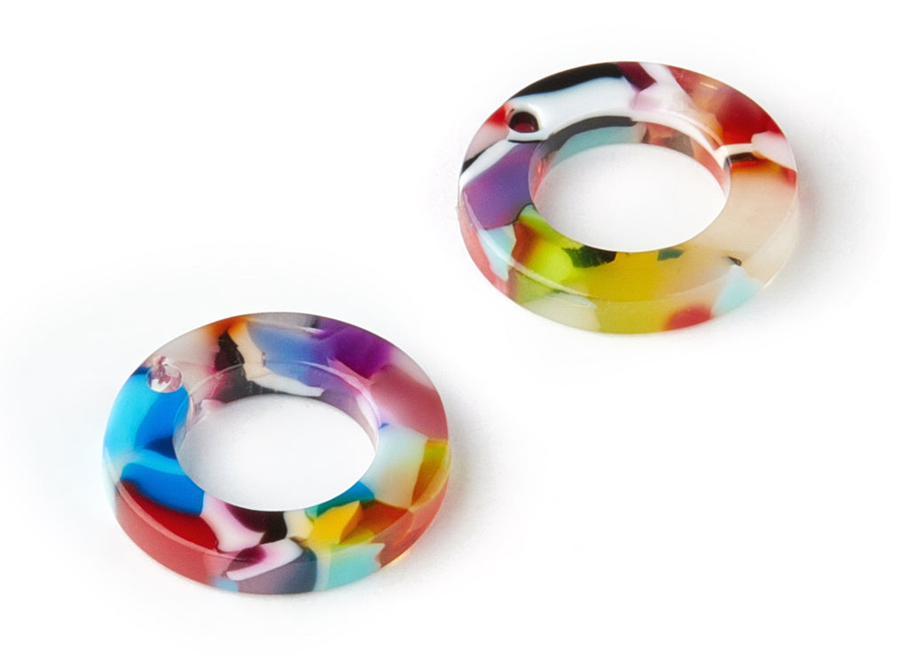 Acetate Hoop Earring Charms - Circle Pendant - 1 Hole - Earring Findings - Jewelry Supplies - Color Code:A21 - 15.9x15.9x2.66mm - AC1117-A21 - DOMEDBAZAAR
