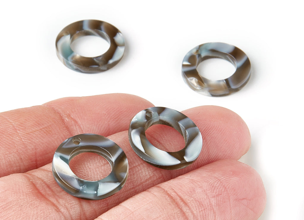 Acetate Hoop Earring Charms - Circle Shaped Pendant - Earring Findings - Jewelry Supplies - Color Code:A22 - 15.9x15.9x2.66mm - AC1117-A22 - DOMEDBAZAAR