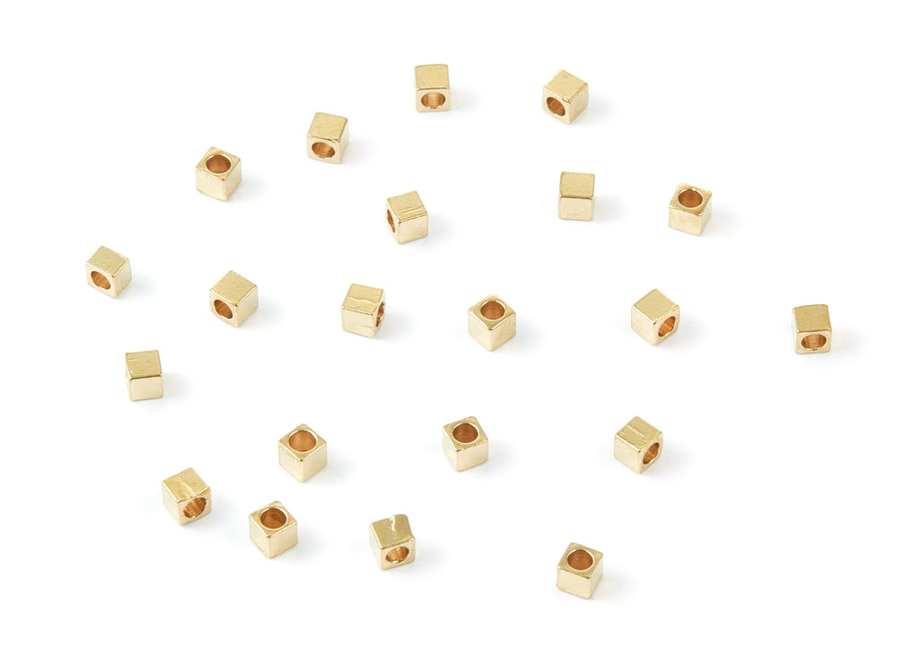 Brass Square Beads - 3X3 - Raw Brass Square Cube Beads - Jewelry Supplies - 3x3x2.99mm - PP1449 - DOMEDBAZAAR