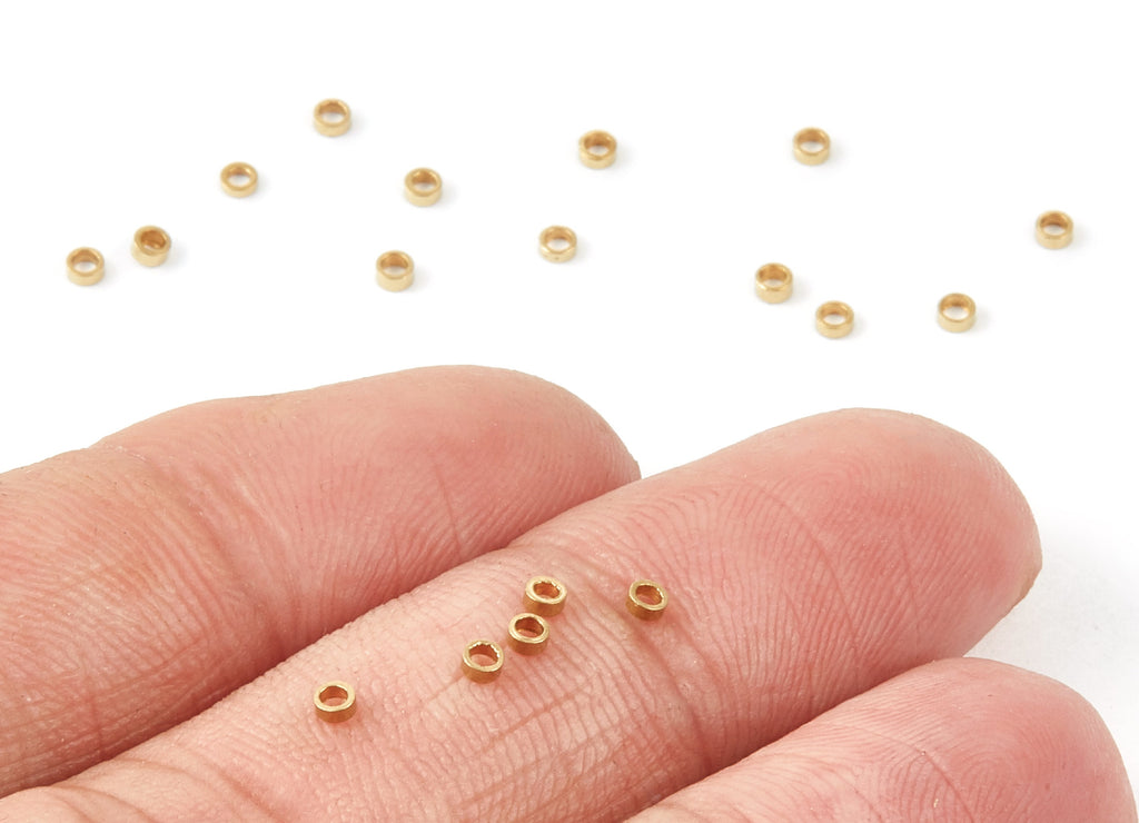 Brass Spacer Ball Beads - 2X1.0 - Raw Brass Spacer Ball Beads - Jewelry Supplies - 2x2x0.81mm - PP1447 - DOMEDBAZAAR