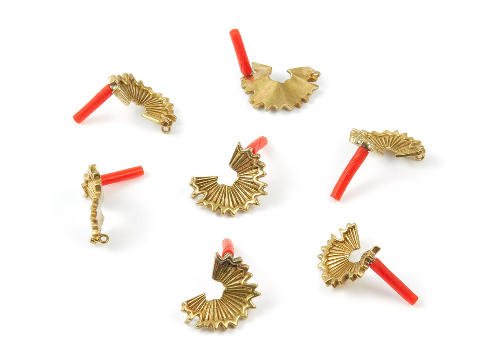 Earrings Stud - Raw Brass Earring Post- Stainless Steel Stud - Left Side -  Ear Studs - 18.45x14.16x1.78mm - PP2144L - DOMEDBAZAAR