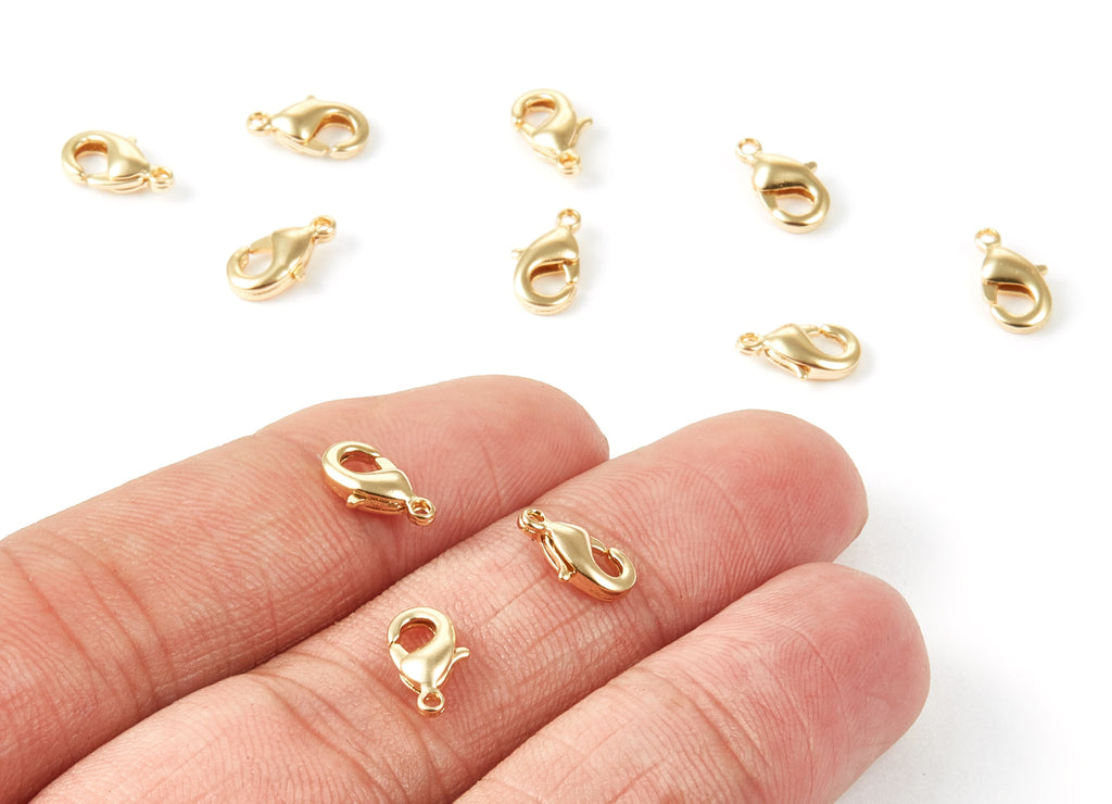 Real Gold Plated Brass Parrot Clasp - 18K - Gold Plated Brass Lobster Claw Clasps - Jewelry Supplies - 10x5.52x2.96mm - RGP1022 - DOMEDBAZAAR