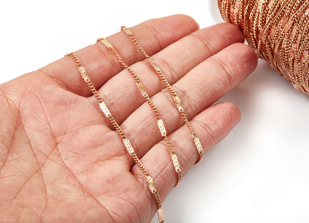 Hammered Satellite Curb Chain - Raw Brass Chain - Soldered - 0.10&quot; x 0.07&quot; x 0.11&quot;- for Necklace Bracelet Jewellery Making - CC1108 - DOMEDBAZAAR