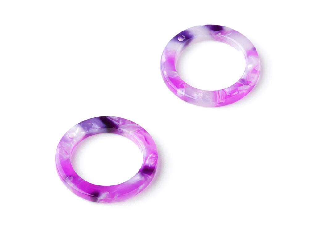 Acetate Hoop Earring Charms - Circle Shaped Pendant - Earring Findings - Jewelry Supplies - Color Code: A224 - 22.8x22.8x2.63mm - AC1118J - DOMEDBAZAAR