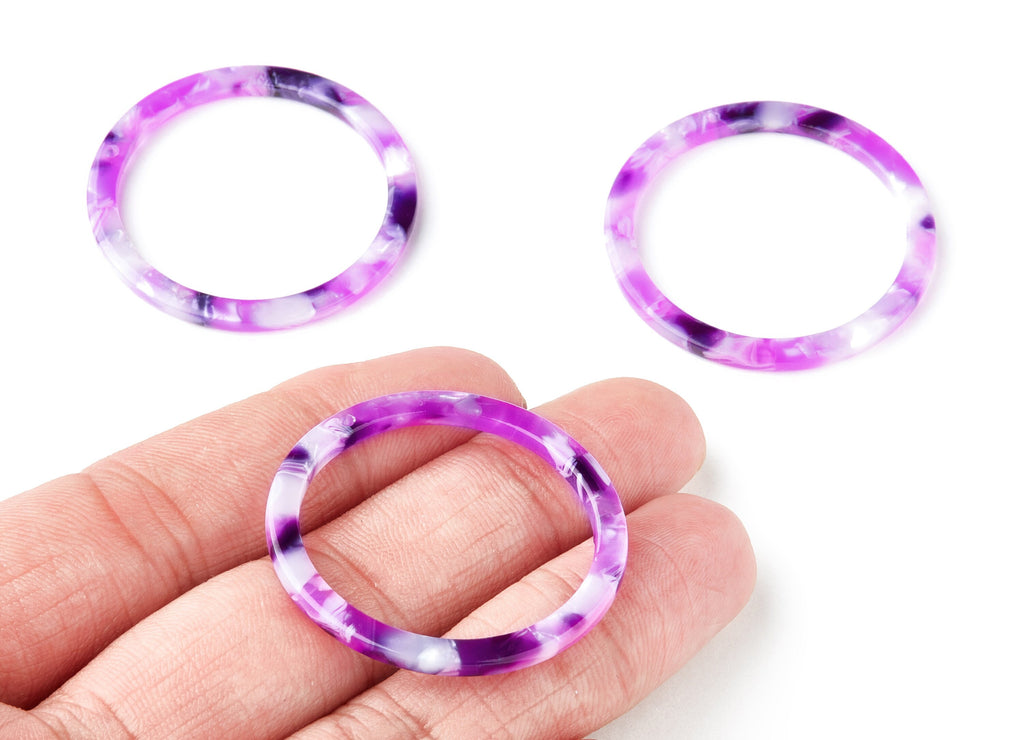 Acetate Hoop Earring Charms - Circle Shaped Pendant - Earring Findings - Jewelry Supplies - Color Code: A224 - 37.2x37.2x2.63mm - AC1120J - DOMEDBAZAAR