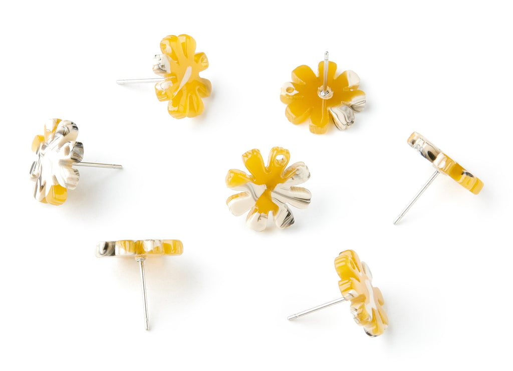 Acetate Flower Earring Post - Flower Earring Stud - Earring Post - Jewelry Supplies - Color Code:A14 - 14.48x14.04x2.65mm - AC1335D - DOMEDBAZAAR