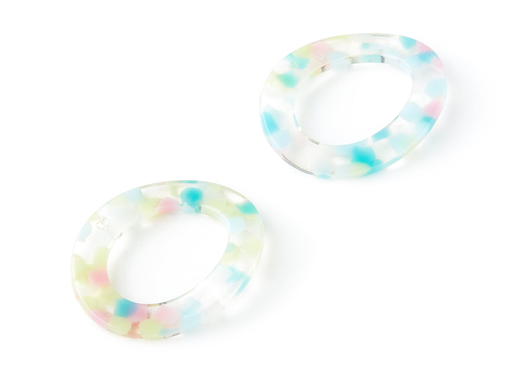 Acetate Oval Earring Charms - Acrylic Oval Pendant - Earring Findings - Jewelry Supplies - Color Code: A222 - 35.87x29.29x2.7mm - AC1248A - DOMEDBAZAAR