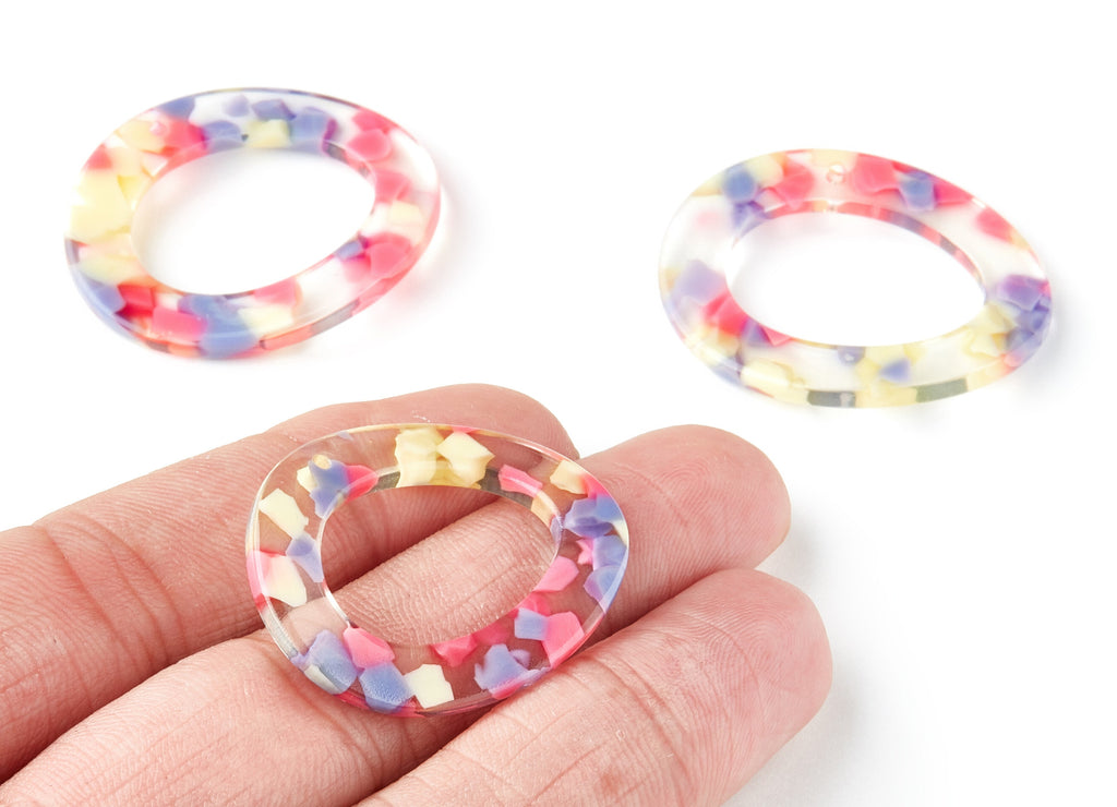 Acetate Oval Earring Charms - Acrylic Oval Pendant - Earring Findings - Jewelry Supplies - Color Code:A168 - 35.87x29.29x2.7mm - AC1248B - DOMEDBAZAAR