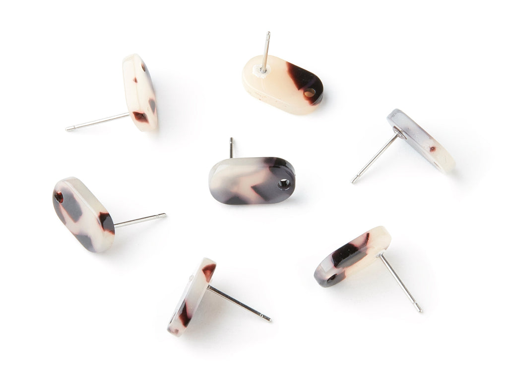 Acetate Acrylic Earring Charms - Blonde Tortoise Shell Stud Earrings - Oval Shaped - 1 Hole - Color Code:A06 - 14.1x8.2x2.6mm - AC1279A - DOMEDBAZAAR
