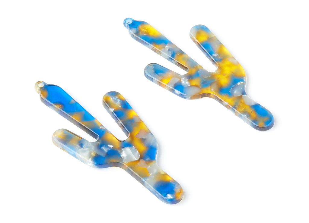Acetate Cactus Earring Charms - Cactus Shaped Pendant - Earring Findings - Jewelry Supplies - Color Code: A40 - 63.29x27.97x2.75mm - AC1356B - DOMEDBAZAAR