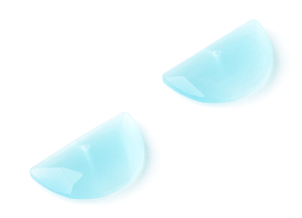 Faceted Glass Stone Earring Charms - Glass Pendants - Semicircle Shaped - 1 Hole - Jewelry Supplies - 24x14x3.7mm - GS1005B - DOMEDBAZAAR