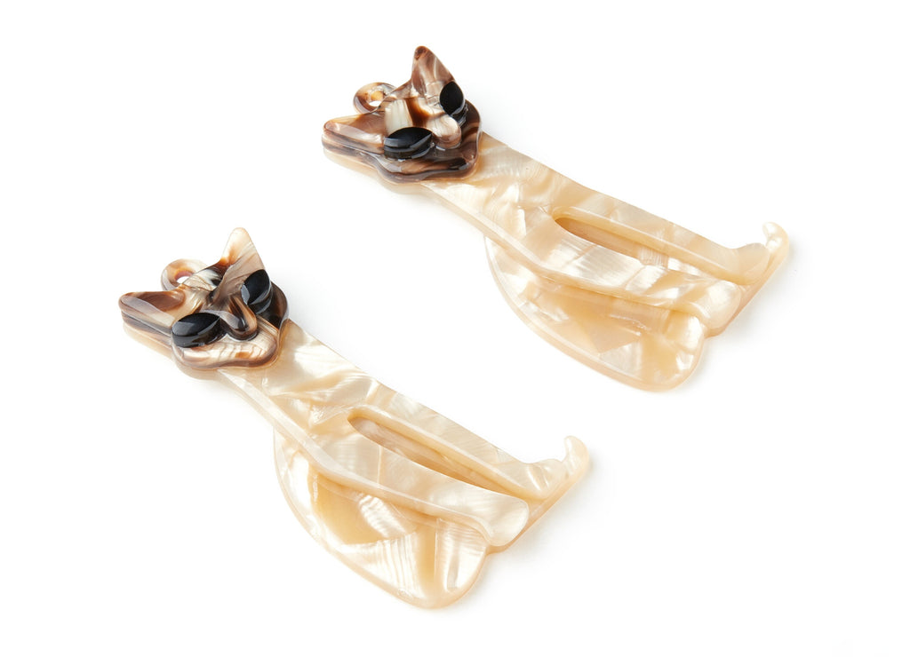Acrylic Celluloid Acetate Charm - Cat Shaped Keychain Pendant - Very Nice KeyChain Charms - 61x35x7.6mm - AC1405 - DOMEDBAZAAR