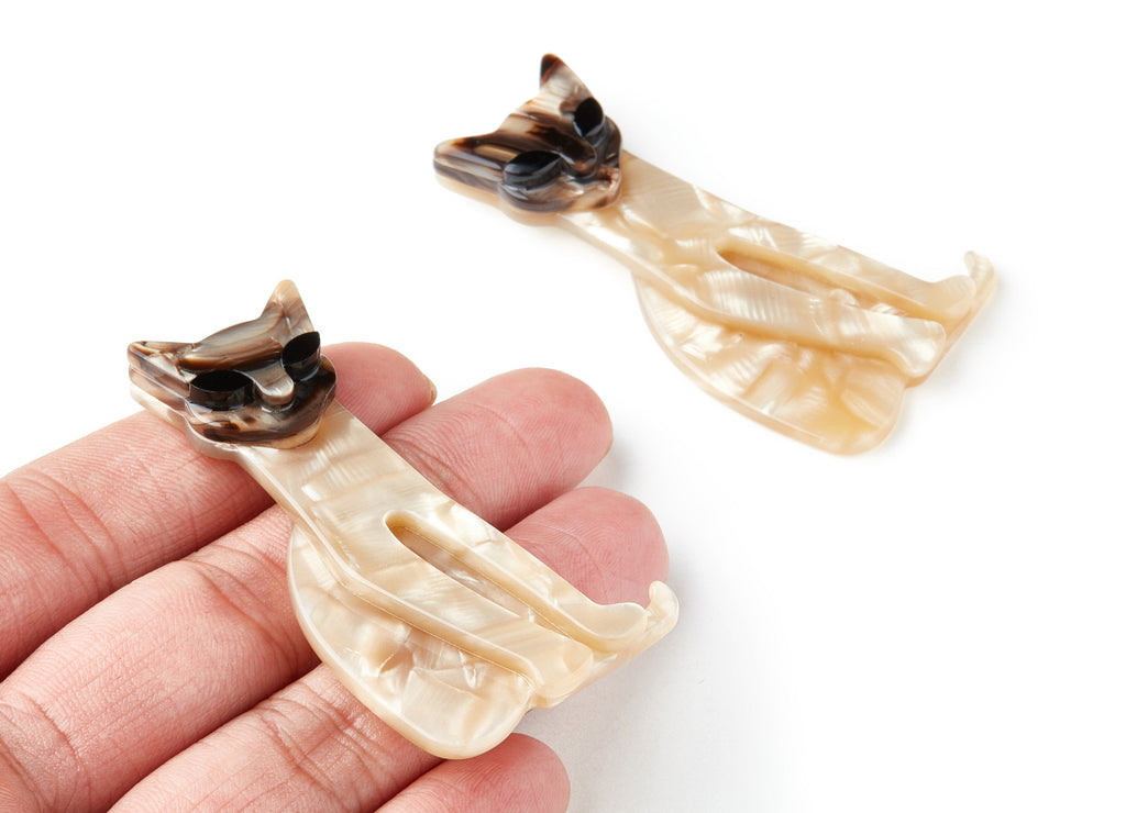 Cellulose Acetate Brooch - Acrylic Celluloid Acetate Charm - Kitty Shaped Pendant - Very Nice Charms - 61x35x7.6mm - AC1406 - DOMEDBAZAAR