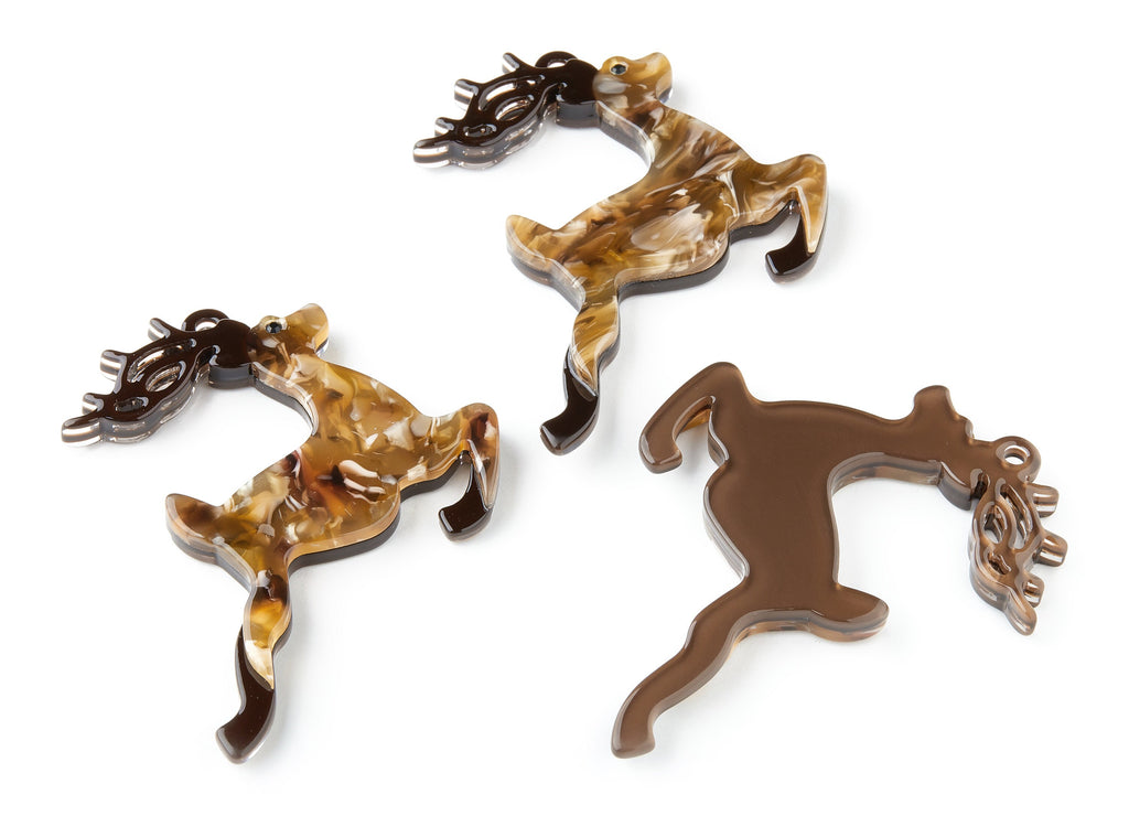 Acrylic Celluloid Acetate Charm - Deer Shaped Keychain Pendant - Very Nice KeyChain Charms - 64x55x5.6mm - AC1408 - DOMEDBAZAAR