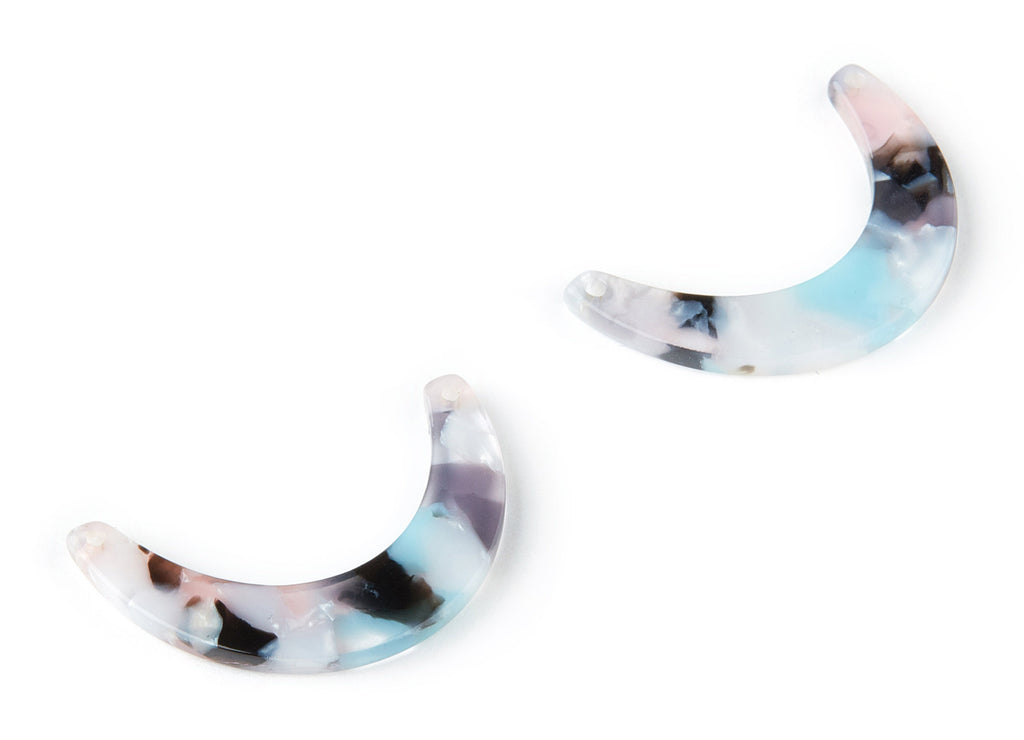 Acetate Moon Connector - 2 Holes - Moon Earrings and Pendant - Earring Findings  - Color Code:A198- 31.83x7.2x2.53mm - AC1507-A198 - DOMEDBAZAAR