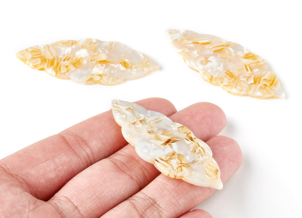 Acetate Leaf Earring Charms - Acrylic Leaf Pendant - Earring Findings - Jewelry Supplies - Color Code:A202 - 59x23.95x2.55mm - AC1491-A202 - DOMEDBAZAAR