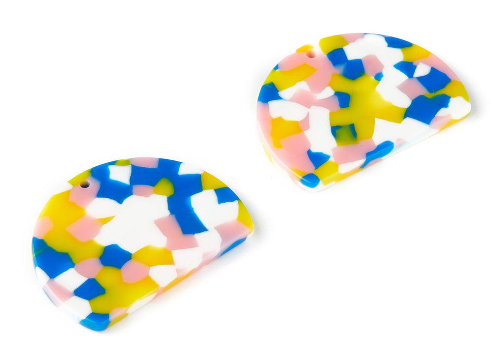 Acetate D Earring Charms - Acrylic D Pendant - Earring Findings - Jewelry Supplies - Color Code:A203 - 34.95x25.65x2.52mm - AC1492-A203 - DOMEDBAZAAR
