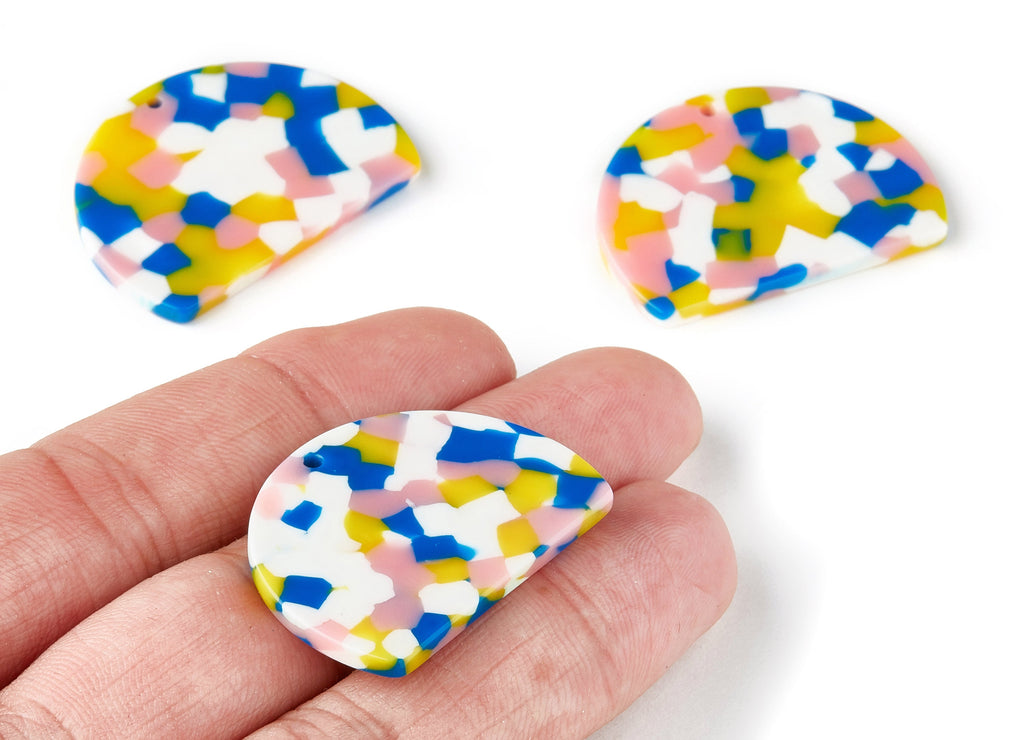 Acetate D Earring Charms - Acrylic D Pendant - Earring Findings - Jewelry Supplies - Color Code:A203 - 34.95x25.65x2.52mm - AC1492-A203 - DOMEDBAZAAR