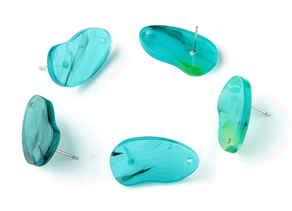 Acetate Oval Earring Stud - Oval Earring Post and Stud - Earring Findings  - Color Code: A220 - 27.5x14.5x2.9mm - AC1532-A220 - DOMEDBAZAAR