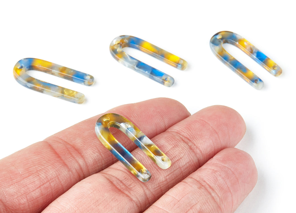 Acetate U Earring Charms - Acrylic U Pendant - 3 Holes - Earring Findings - Jewelry Supplies - Color Code: A40 - 25.65x11.6x2.54mm - AC1377V - DOMEDBAZAAR