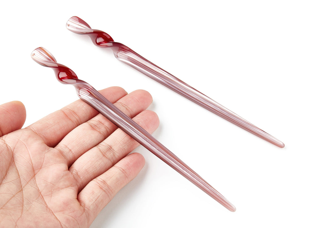 Acrylic Hair Stick Charms - Acrylic Celluloid Acetate - 1 Hole - Stick Shaped Hair Pin  - 18.5x12x4.25mm - AC1401B - DOMEDBAZAAR