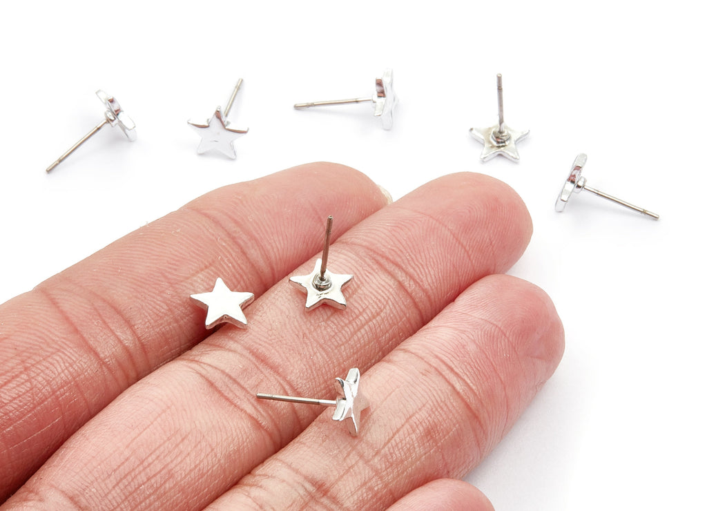Star Earring Stud - Zinc Alloy Stud - Silver Tone plated - Stainless Steel Stud - Ear Studs - 2,63x7,82x1,25mm - ZZ1191S - DOMEDBAZAAR