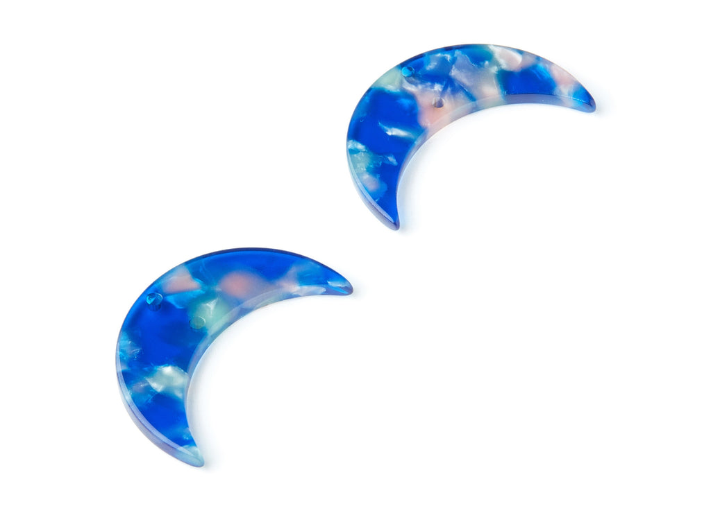 Acetate Acrylic Earring Charms - Tortoise Shell Earrings - Moon Shaped Pendant With 2 Holes - Color Code: A37 - 34.71x21.66x2.87mm - AC1366U - DOMEDBAZAAR